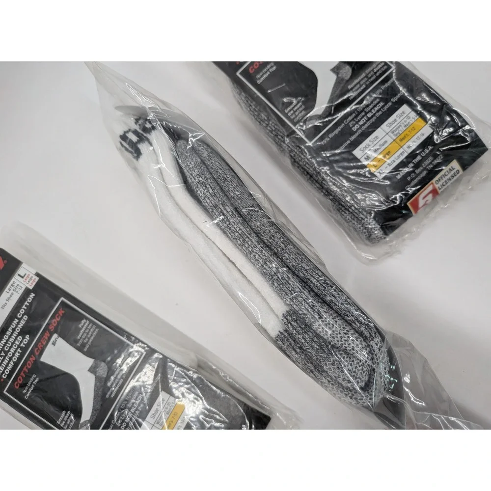 Snap-on 3 Pack Men White Cotton Crew Socks Large Shoe Size 7-12 Made in USA